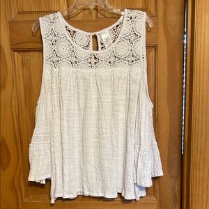 Women’ Plus Cold Shoulder Shirt With Crochet Top Size XXL(20) White